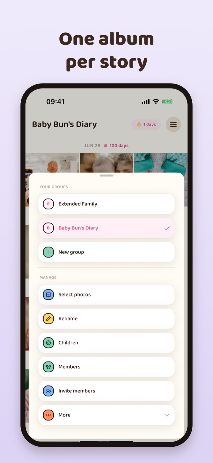 DayLog screenshot — albums