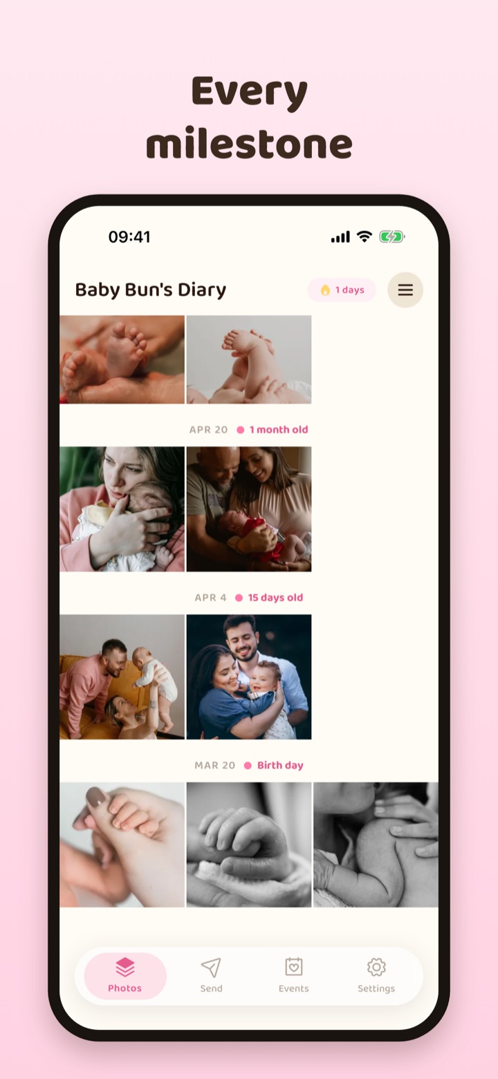 DayLog screenshot — milestone