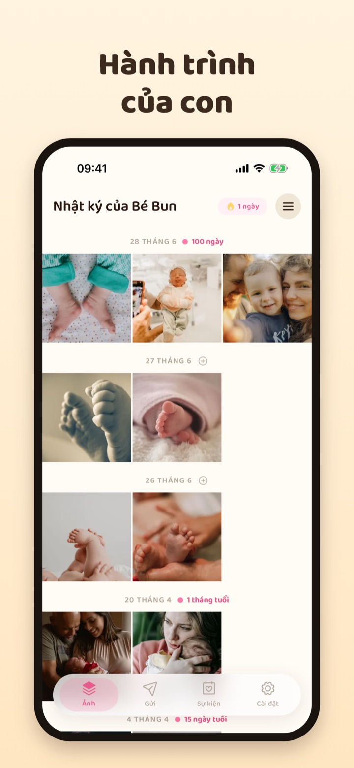 Ảnh chụp màn hình DayLog — timeline